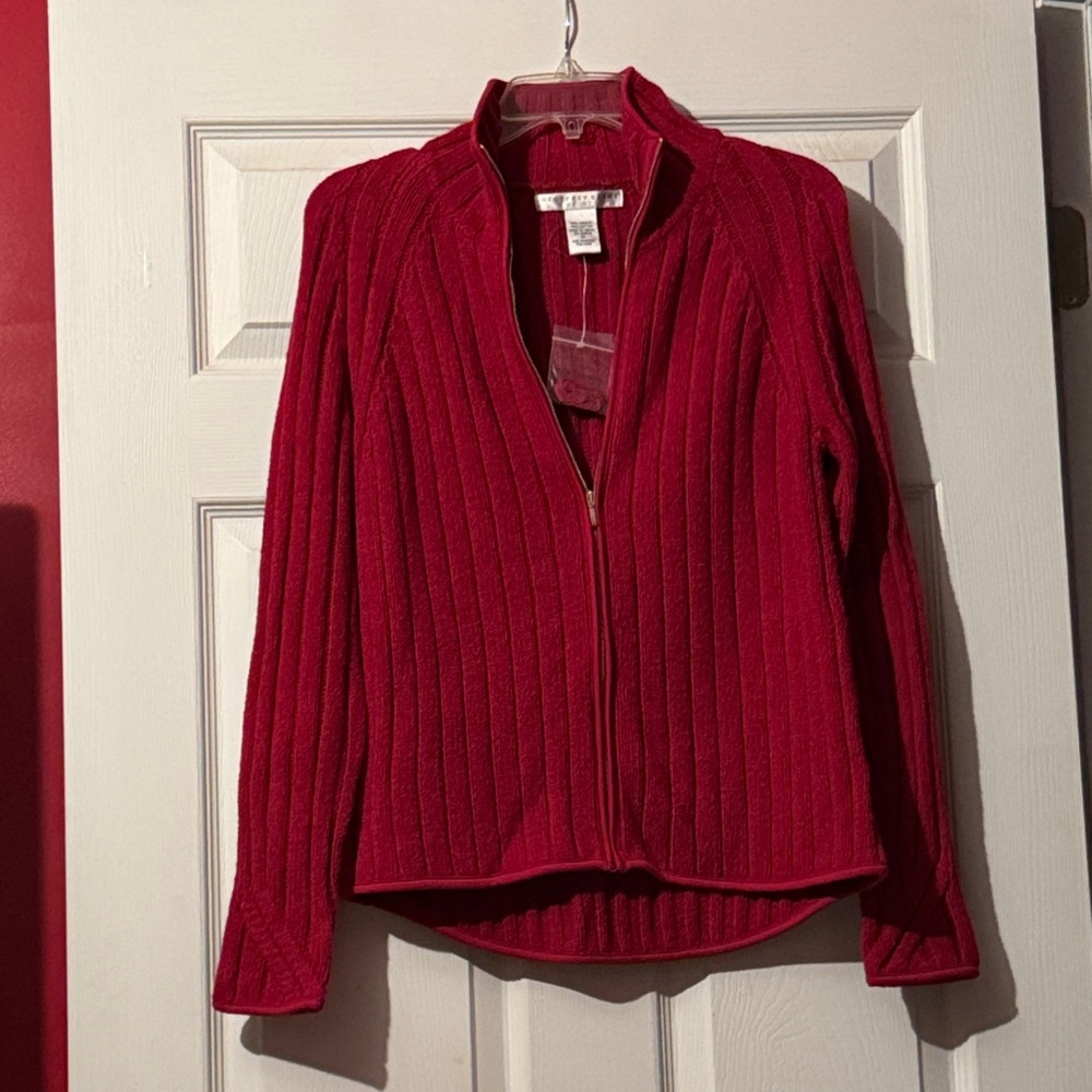 Geoffrey Beene Red Ribbed Sweater